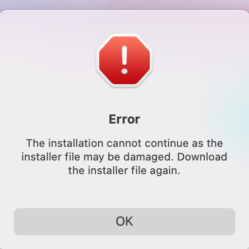 Adobe软件出现”The installation cannot continue as the installer file may be damaged…”插图
